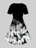 Halloween 3D Cross Ghosts Printed Vintage A Line Dress -  