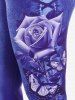Legging Moulant à Imprimé 3D Rose en Denim de Grande Taille à Lacets - Bleu profond S | US 8