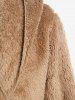 Plus Size Open Front Hooded Faux Fur Fluffy Coat -  