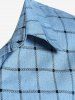 Chemise Tunique à Carreaux à Manches Roulées Grande Taille avec Poche - Bleu clair M | US 10
