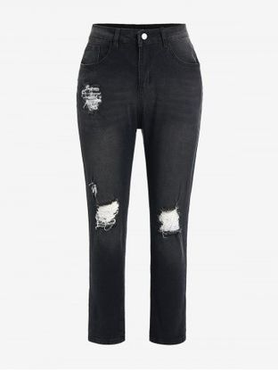 Plus Size Cat's Whisker Ripped Pencil Jeans