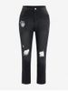 Plus Size Cat's Whisker Ripped Pencil Jeans -  