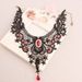 Vintage Gothic Lace Faux Ruby Decor Choker Necklace -  