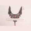 Vintage Gothic Lace Faux Ruby Decor Choker Necklace -  