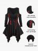 Gothic Lace Up Cold Shoulder Double Layered Handkerchief Tee -  