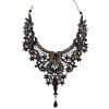 Gothic Steampunk Victorian Vintage Faux Crystal Decor Lace Choker Necklace -  