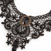 Gothic Steampunk Victorian Vintage Faux Crystal Decor Lace Choker Necklace -  
