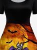 Robe D'Halloween Evasée à Imprimé Citrouille et Chat - Orange 2X | US 18-20