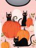 Raglan Sleeve Pumpkin Cat Print Halloween T-shirt -  