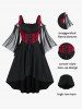 Plus Size Lace Up Cold Shoulder Flare Sleeves High Low Ruched Renaissance Corset Dress -  