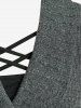 Plus Size Crisscross Lace-up Shawl Neck 2 in 1 Blouson Knitted Top -  