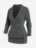 Plus Size Crisscross Lace-up Shawl Neck 2 in 1 Blouson Knitted Top -  