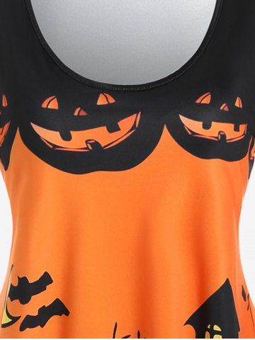 Halloween Pumpkin Castle Print Long Sleeves Tee