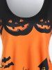 T-shirt D'Halloween à Imprimé Château et Citrouille à Manches Longues - Orange 2x | US 18-20