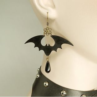 Gothic PU Bat Drop Earrings