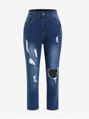 Plus Size Ripped Hole High Rise Pencil Jeans