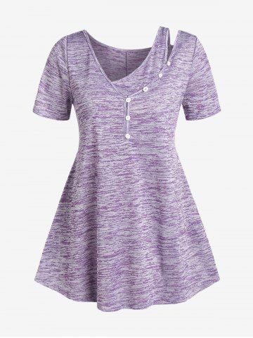 Plus Size Cutout Space Dye T-shirt