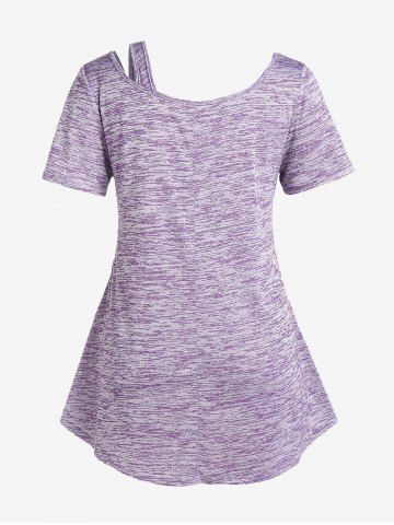 Plus Size Cutout Space Dye T-shirt