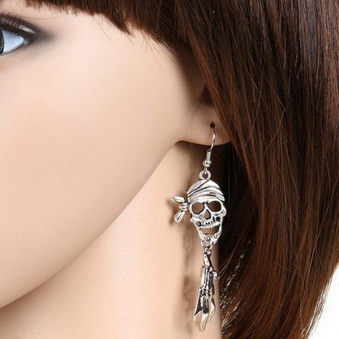 Gothic Vintage Skull Skeleton-hand Drop Earrings - SILVER