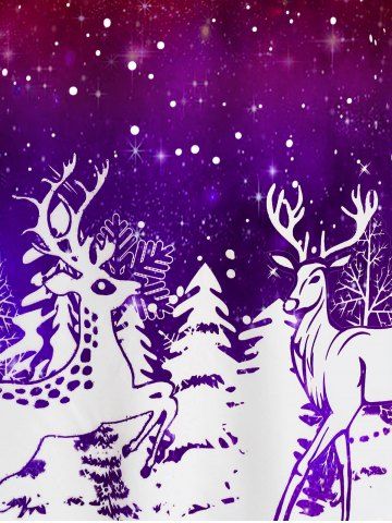 Plus Size Christmas Bicolor Elk Snowflake Print Dress