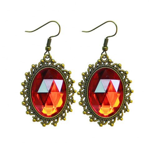 Gothic Vintage Faux Crystal Decor Drop Earrings - RED
