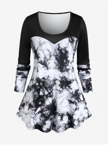Plus Size Long Sleeve Tie Dye T-shirt