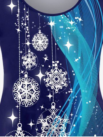 Plus Size Christmas 3D Sparkles Snowflake Printed Long Sleeves Tee
