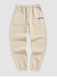 Letter BASKETBALL Embroidered Fleece-lined Sweatpants -  