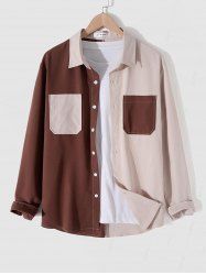 Two Tone Pockets Button Up Men Shirt -  
