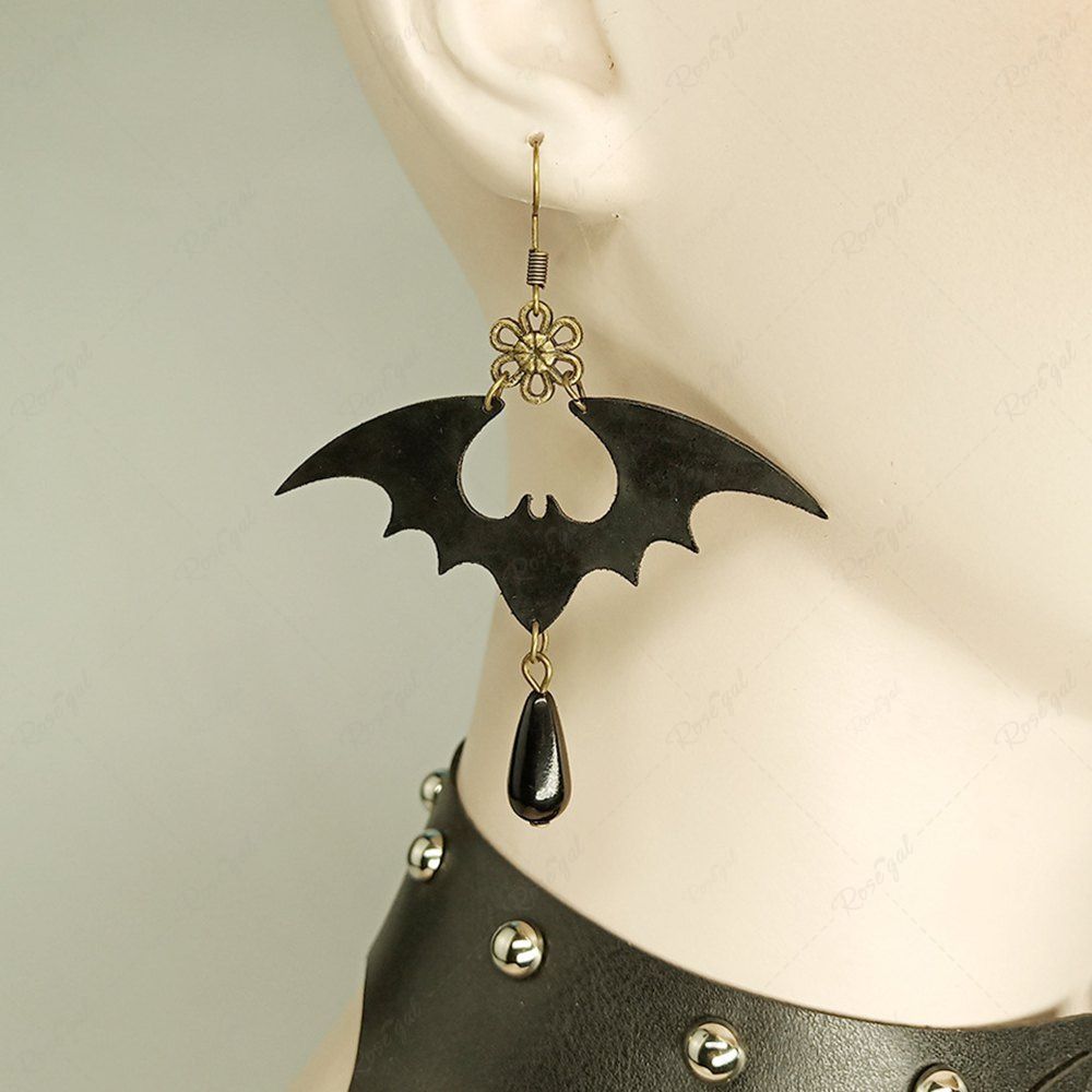 Fashion Gothic PU Bat Drop Earrings  
