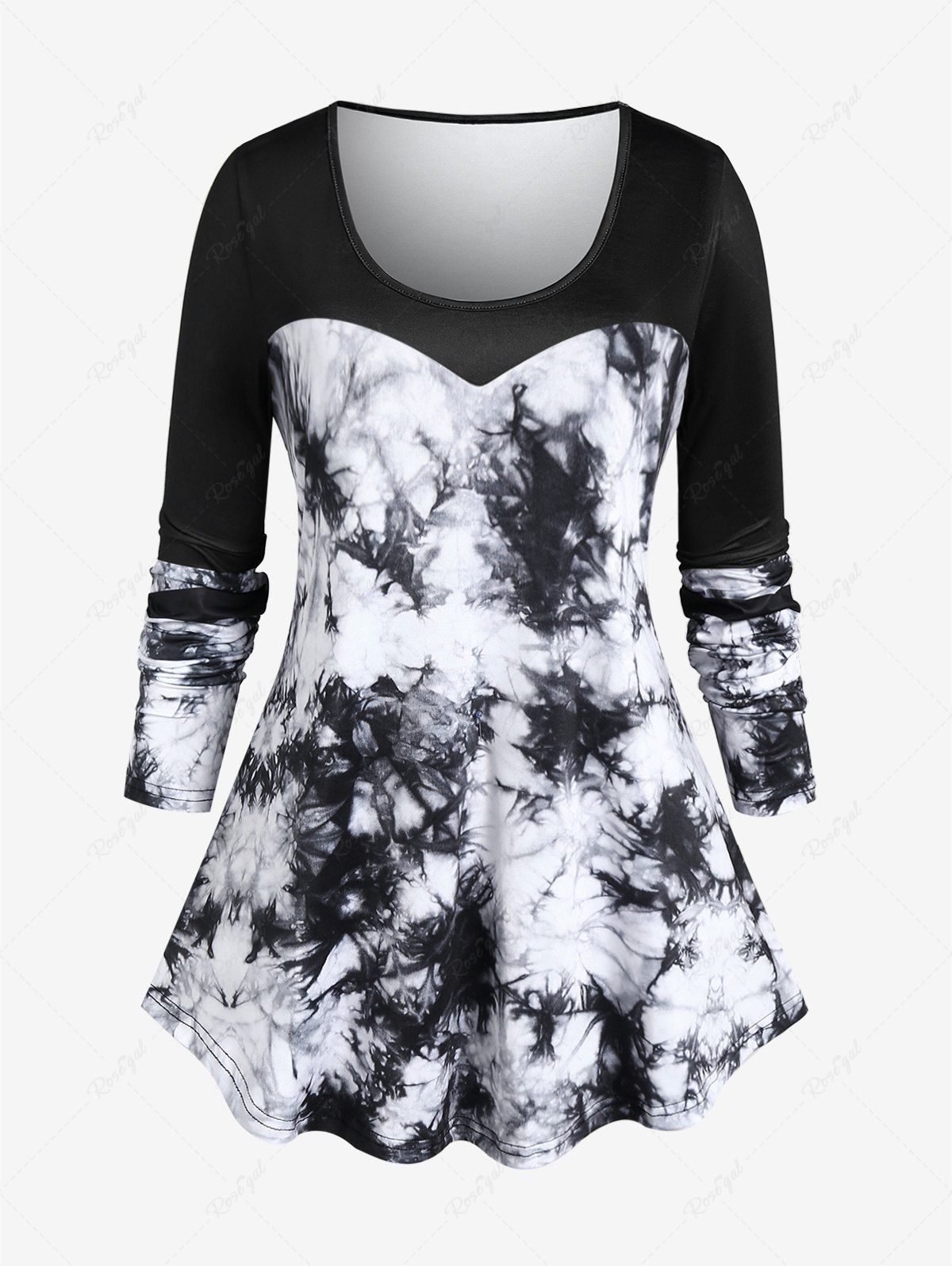 Outfits Plus Size Long Sleeve Tie Dye T-shirt  