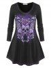 Gothic Skull Flower Tunic Tee and Skeleton Printed Leggings Outfit -  