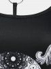 Ensemble de T-shirt Tunique Gothique Anneau en O à Imprimé Crâne et Legging - Noir 