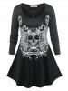 Gothic Skull Wing Print O Ring Tunic Tee and Leggings Outfit -  