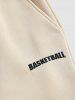Letter BASKETBALL Embroidered Fleece-lined Sweatpants -  
