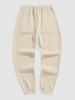 Letter BASKETBALL Embroidered Fleece-lined Sweatpants -  