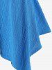 T-shirt Texturé Mouchoir en Tricot à Câble Panneau en Dentelle avec Faux Bouton Grande Taille - Bleu 1x | US 14-16