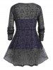 Plus Size Heather Cami Top And Skull Print Lace Tied Long Sleeve Top Set -  