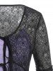Plus Size Heather Cami Top And Skull Print Lace Tied Long Sleeve Top Set -  