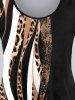Plus Size Leopard Panel Colorblock T-shirt -  