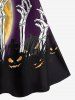 Halloween Skeleton Pumpkins Printed Crisscross Sleeveless A Line Dress -  