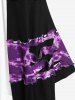 Plus Size Faux Twinset Tie Dye Panel Ripped Top -  
