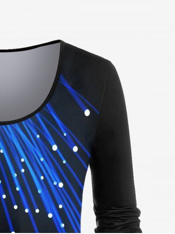 Plus Size Long Sleeve Light Beam Print T-shirt