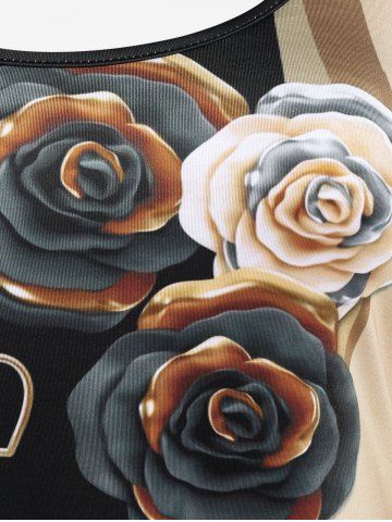 Plus Size Colorblock Rose Heart Print Valentines T-shirt