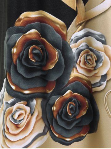 Plus Size Colorblock Rose Heart Print Valentines T-shirt