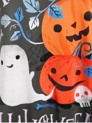 Halloween Raglan Sleeve Pumpkin Ghost Print Tee