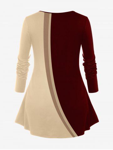 Plus Size Colorblock Rose Heart Print Valentines T-shirt