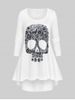 Plus Size Halloween Skull Print High Low T-shirt -  