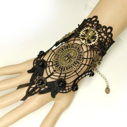 Gothic Vintage Spider Web Lace Finger Ring Bracelet  