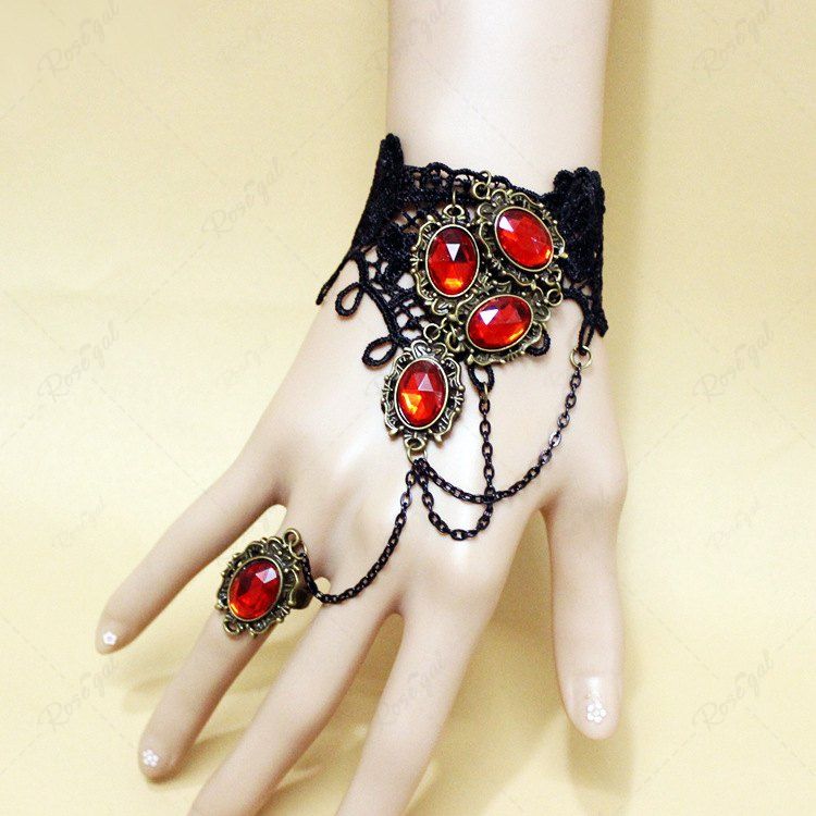 Chic Gothic Vintage Lace Ring Bracelet  